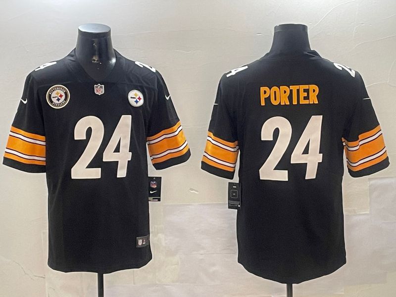 Men Pittsburgh Steelers #24 Porter Black Second generation 2024 Nike Limited NFL Jersey style 01041
